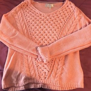 Peach oversized crochet knit sweater
